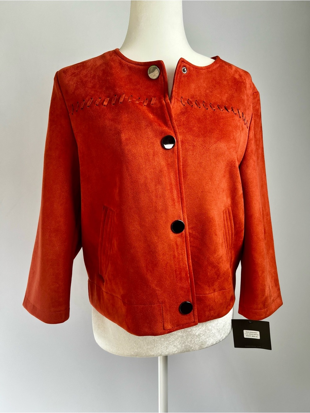 Marc New York Suede-Look Jacket Orange Whipstitch NWT M